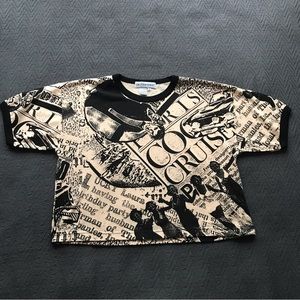 Vintage Outlander Novelty Print Cropped 100% Cotton Woven Top S